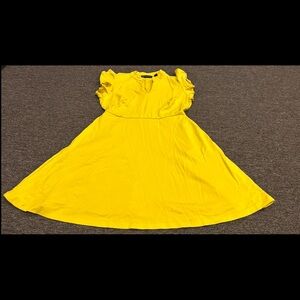 New York & Company Yellow Ruffled A-line Sundress casual M women's